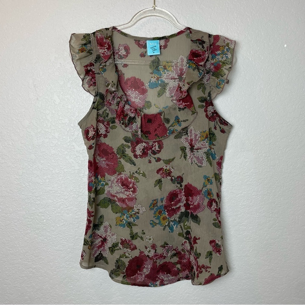 h.i.p. Multicolor Floral Ruffle Blouse Size M